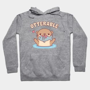 Cute Otter With Fish Otterable Funny Hoodie